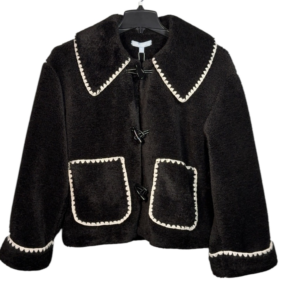 Antonio Melani Womens Size Medium Black Shearling Jacket NWT